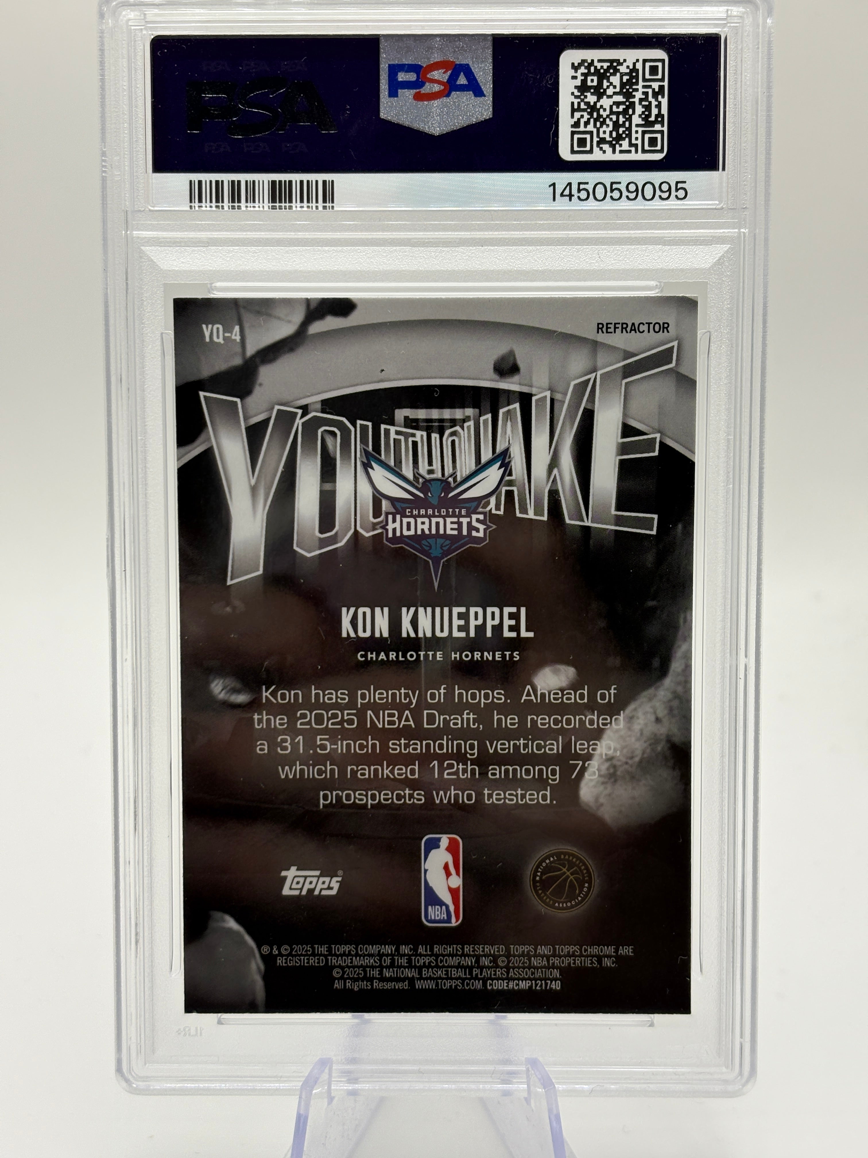 2025 TOPPS CHROME YOUTHQUAKE REFRACTOR #YQ-4 KON KNUEPPEL ROOKIE RC PSA 9 FRENLY BRICKS - Open 7 Days